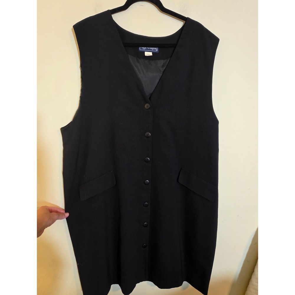 Maggie McNaughton Vintage Black Button Front Jumper Dress Plus Size 20W USA
